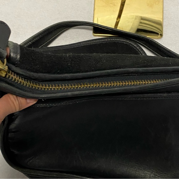 Vintage Coach Patricia Saddle Flap Bag Black Leather Crossbody Messenger 9951 - Picture 8 of 10
